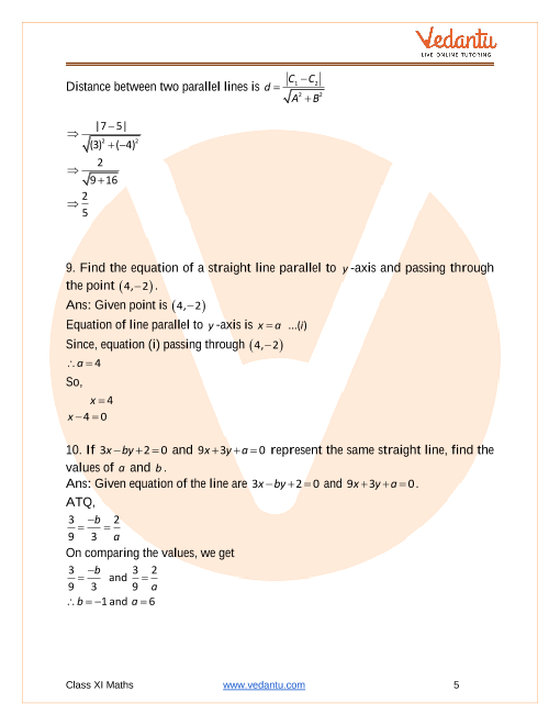 Important Questions For Cbse Class 11 Maths Chapter 10 Straight Lines