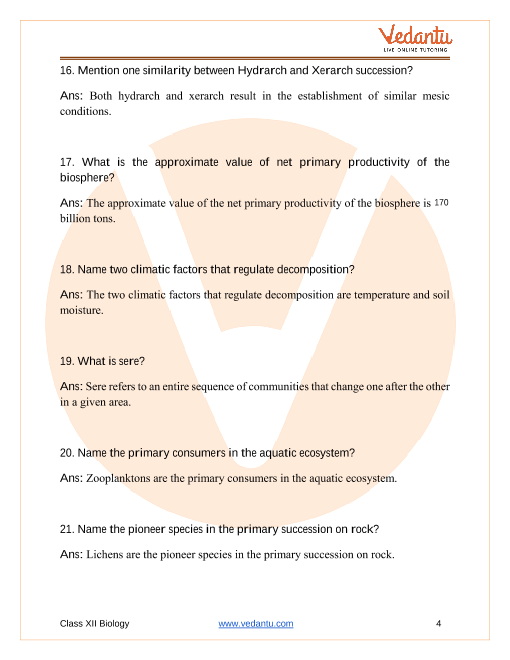 Important questions and answers of CBSE class 12 Biology