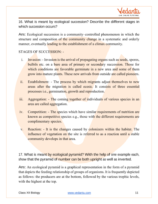 Important questions and answers of CBSE class 12 Biology