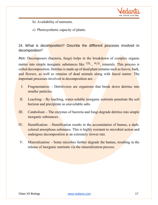 Important questions and answers of CBSE class 12 Biology