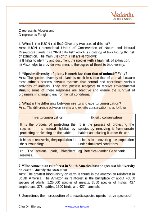 Important questions and answers of CBSE class 12 Biology