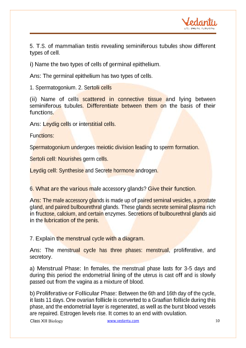 Important questions and answers of CBSE class 12 Biology