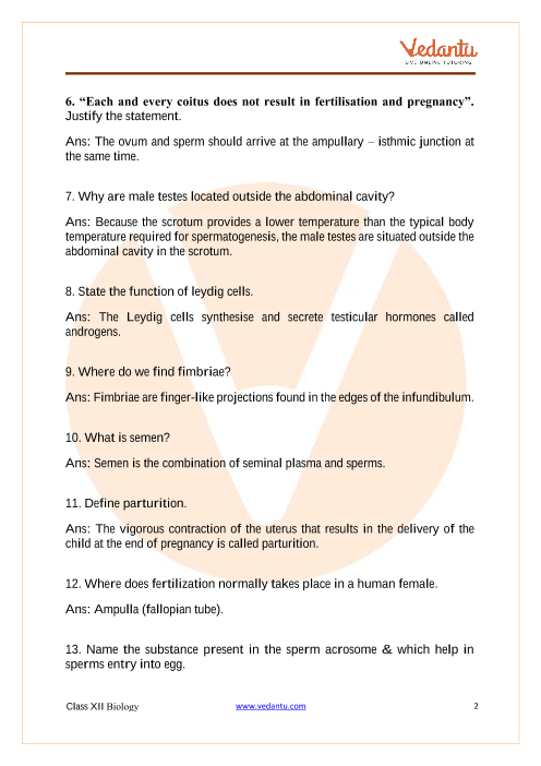 Important questions and answers of CBSE class 12 Biology