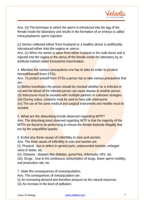 Important questions and answers of CBSE class 12 Biology