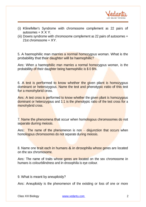 Important questions and answers of CBSE class 12 Biology