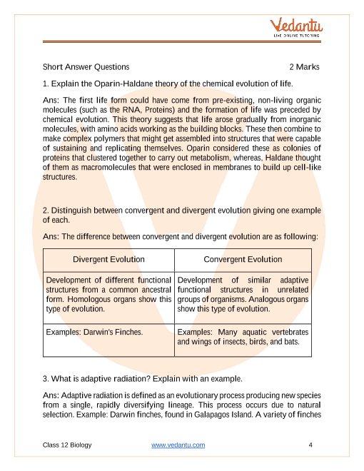 Important questions and answers of CBSE class 12 Biology