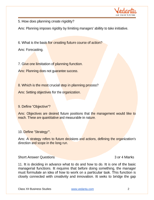 Important questions and answers of CBSE class 12 Business Studies