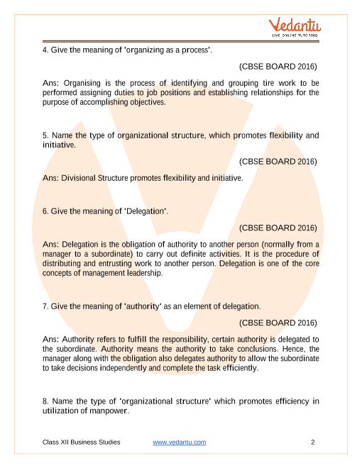 Important questions and answers of CBSE class 12 Business Studies