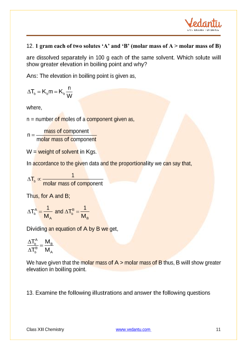 Important questions and answers of CBSE class 12 Chemistry