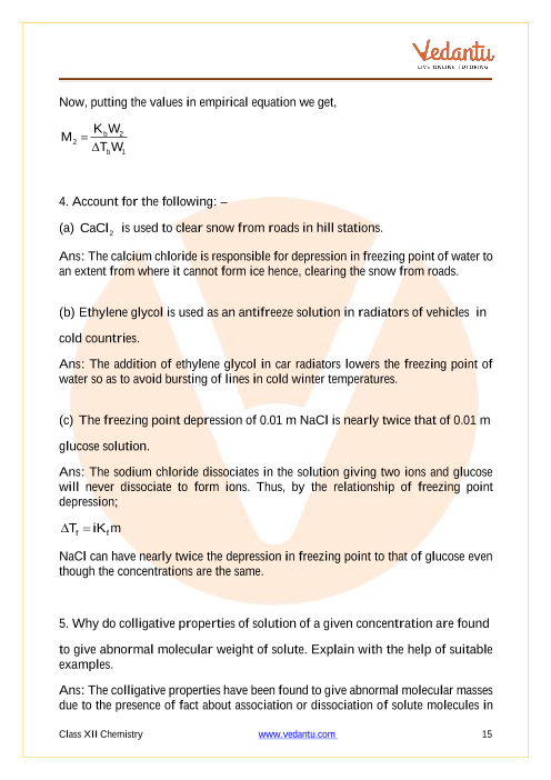 Important questions and answers of CBSE class 12 Chemistry