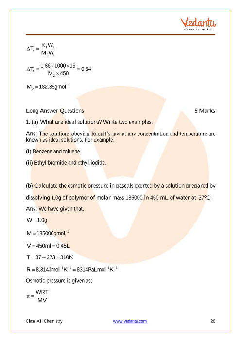 Important questions and answers of CBSE class 12 Chemistry