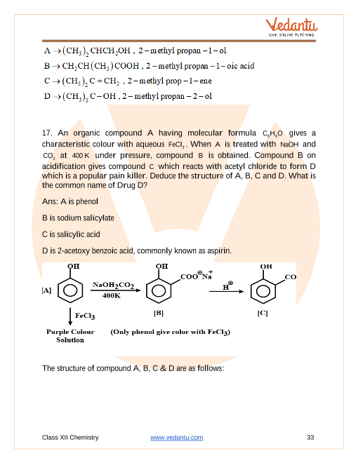 Important questions and answers of CBSE class 12 Chemistry