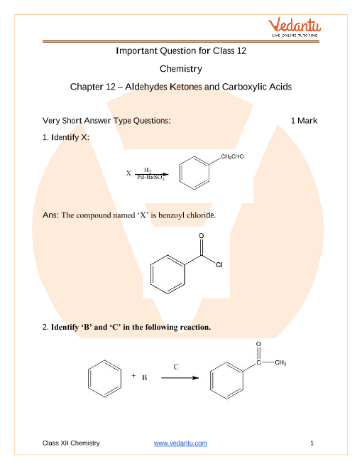 Important questions and answers of CBSE class 12 Chemistry