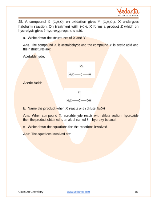 Important questions and answers of CBSE class 12 Chemistry