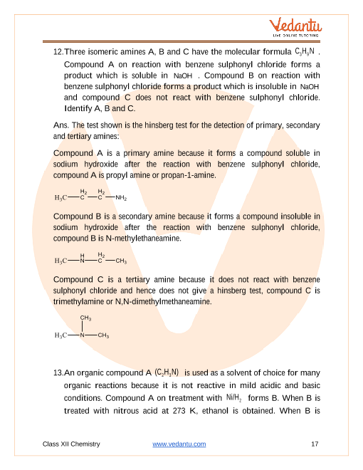 Important questions and answers of CBSE class 12 Chemistry