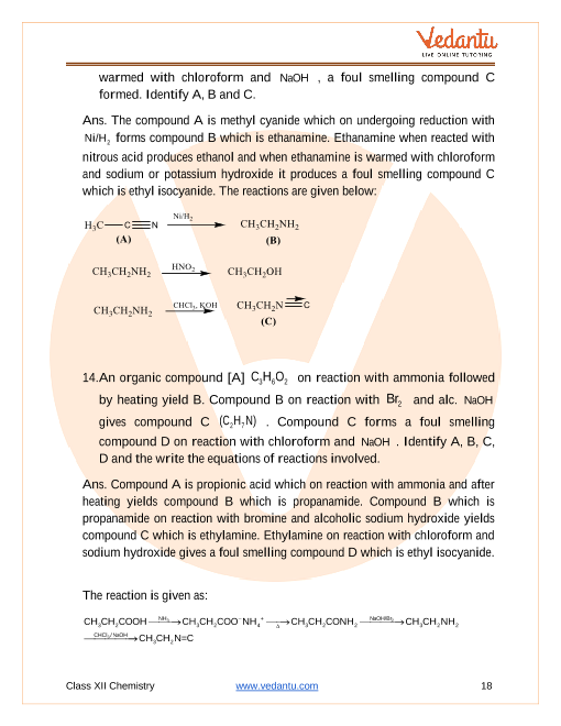 Important questions and answers of CBSE class 12 Chemistry