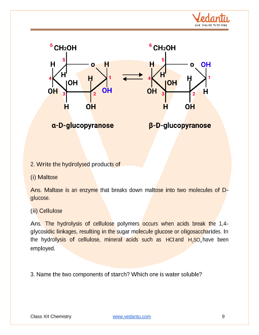 Important questions and answers of CBSE class 12 Chemistry