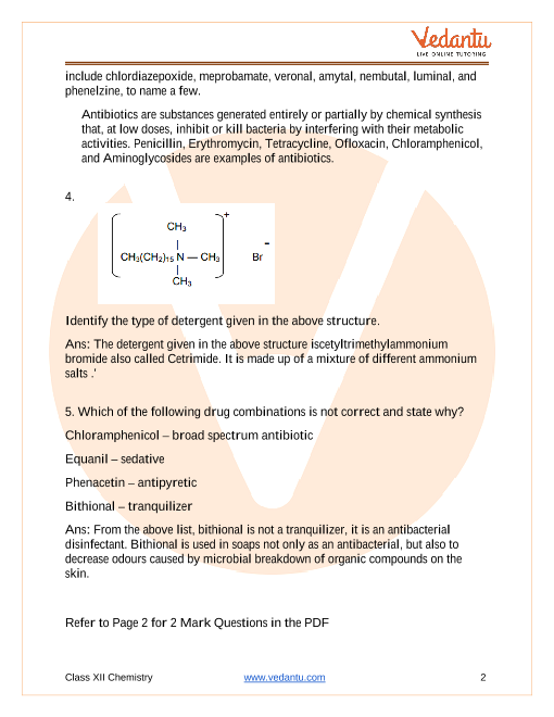 Important questions and answers of CBSE class 12 Chemistry