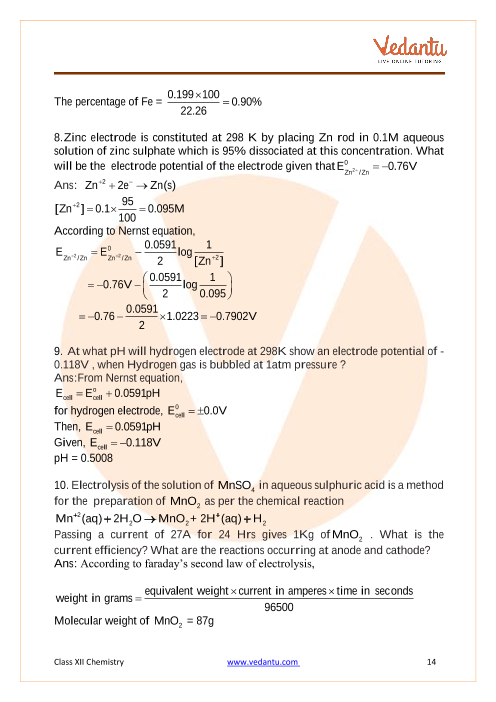 Important questions and answers of CBSE class 12 Chemistry