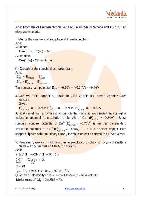 Important questions and answers of CBSE class 12 Chemistry