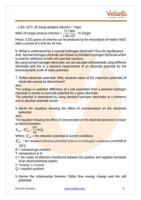 Important questions and answers of CBSE class 12 Chemistry