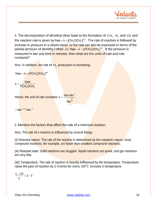 Important questions and answers of CBSE class 12 Chemistry