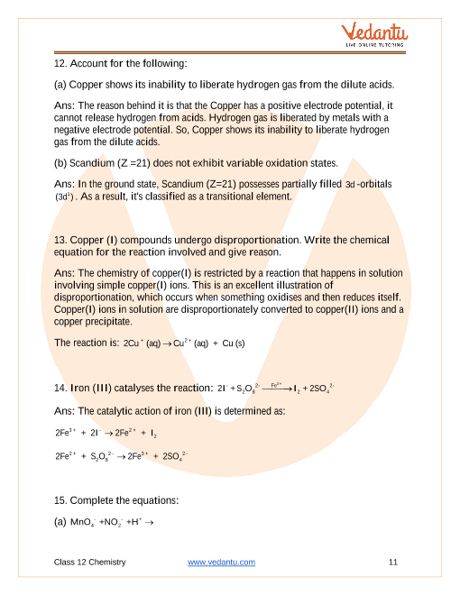 Important questions and answers of CBSE class 12 Chemistry