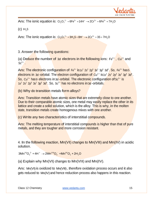 Important questions and answers of CBSE class 12 Chemistry