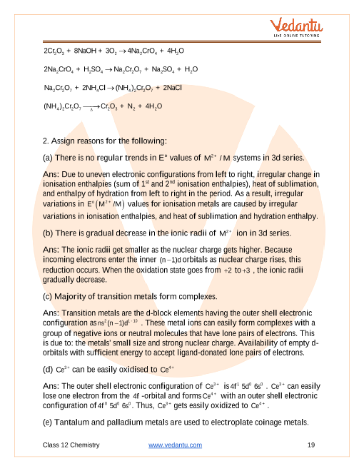 Important questions and answers of CBSE class 12 Chemistry