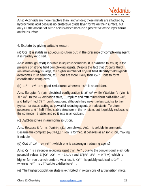 Important questions and answers of CBSE class 12 Chemistry