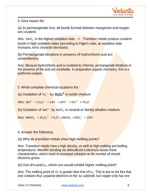 Important questions and answers of CBSE class 12 Chemistry