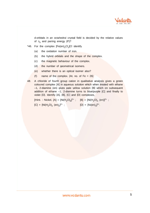 Important questions and answers of CBSE class 12 Chemistry