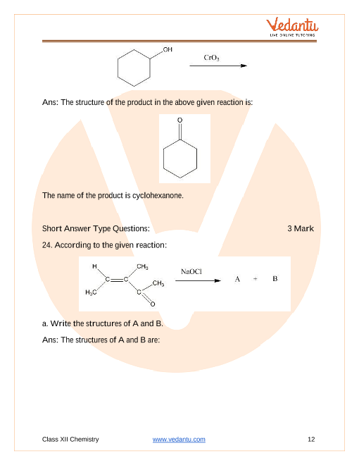 Important questions and answers of CBSE class 12 Chemistry