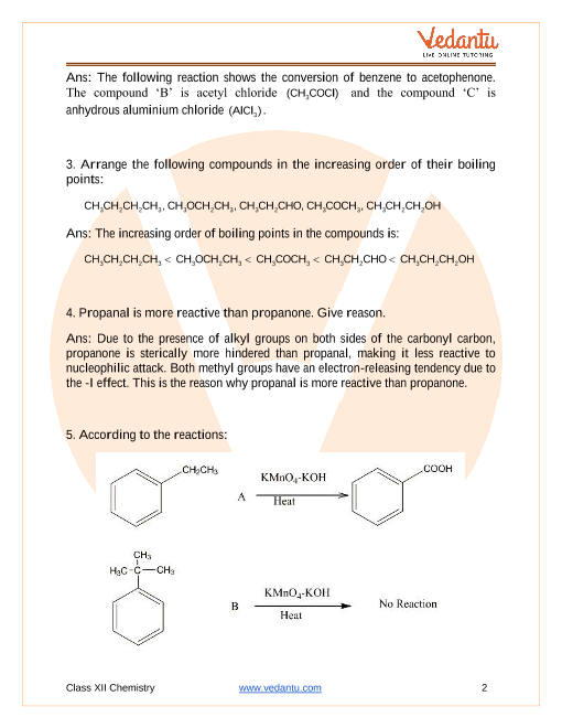 Important questions and answers of CBSE class 12 Chemistry