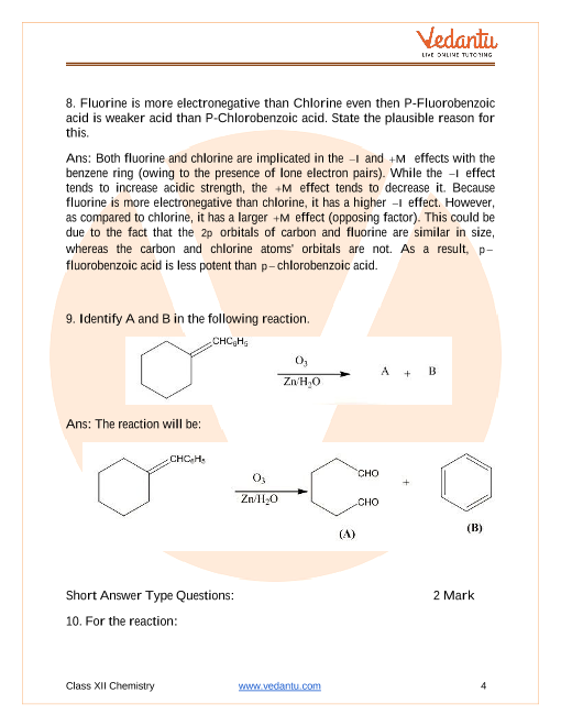 Important questions and answers of CBSE class 12 Chemistry