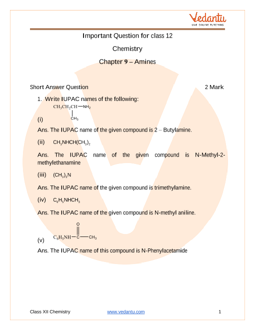 case study based questions class 12 chemistry