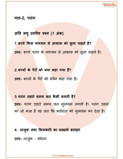 Important Questions For Cbse Class 12 Hindi Aroh Chapter 2 Poem Patang