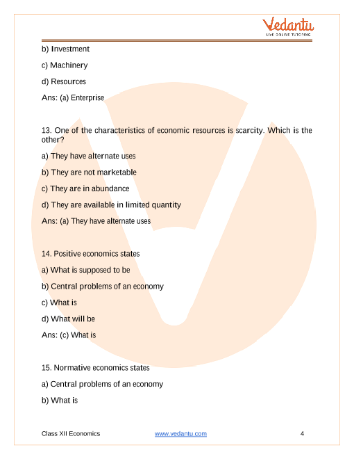 Important questions and answers of CBSE class 12 Economics