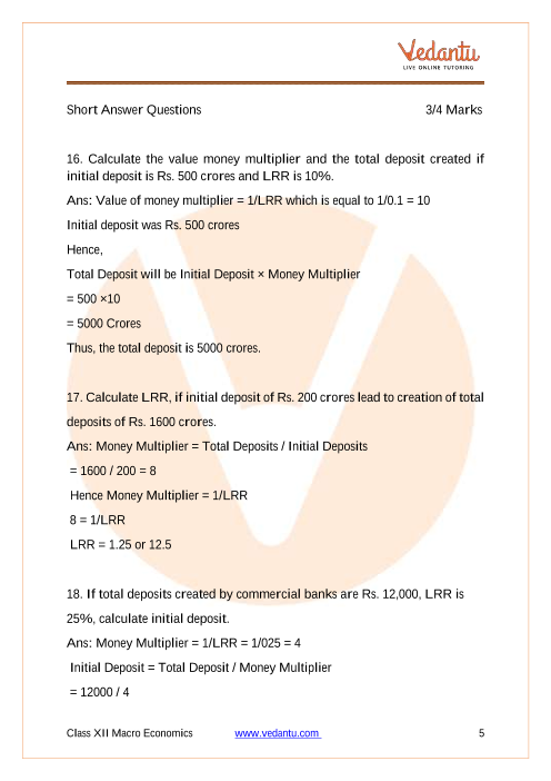 Important questions and answers of CBSE class 12 Economics