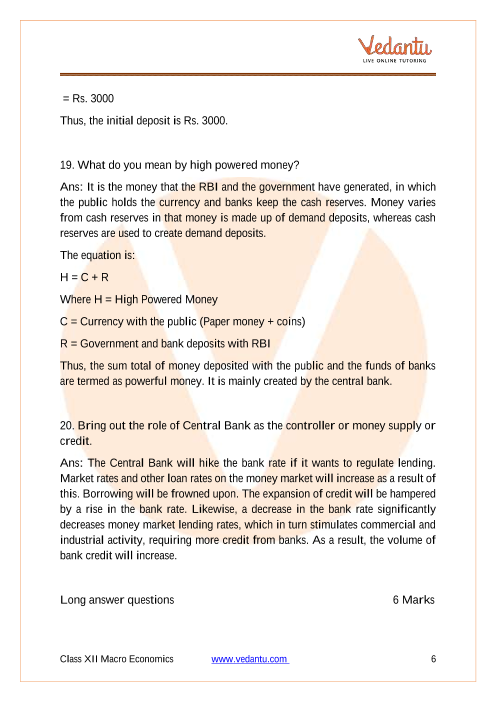 Important questions and answers of CBSE class 12 Economics