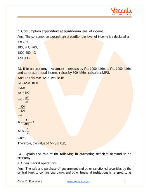 Important questions and answers of CBSE class 12 Economics