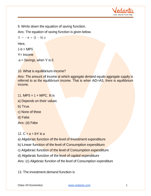 Important questions and answers of CBSE class 12 Economics