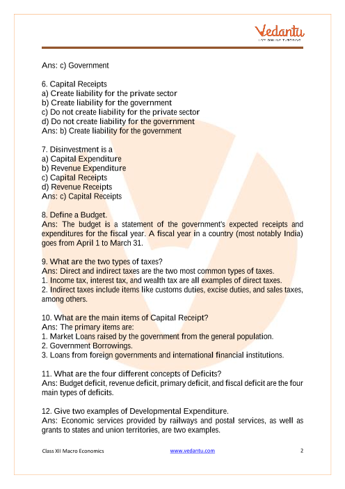 CBSE Class 12 Economics - Chapter 5 - Government Budget And The Economy ...