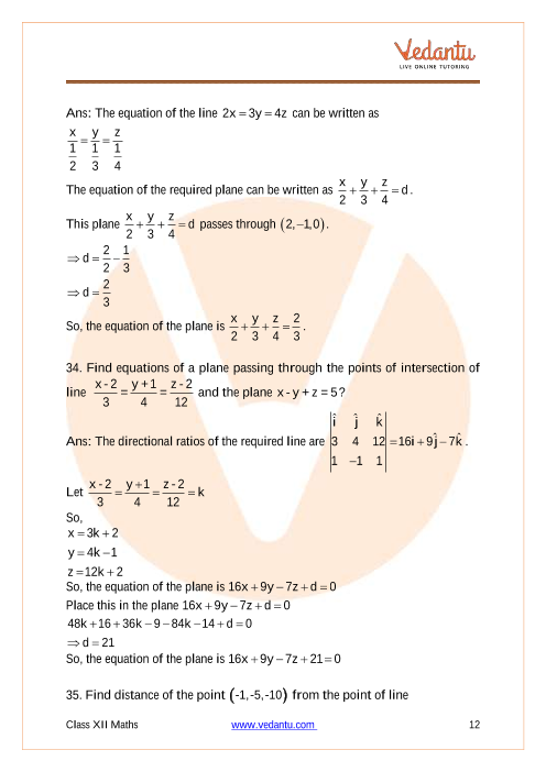 Important questions and answers of CBSE class 12 Maths