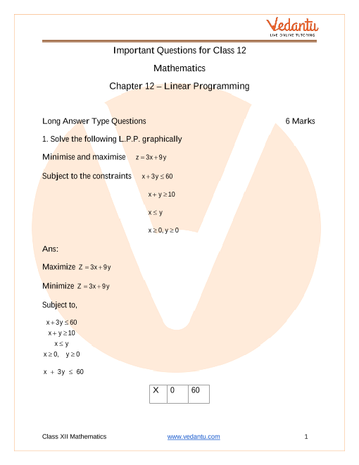 Important questions and answers of CBSE class 12 Maths