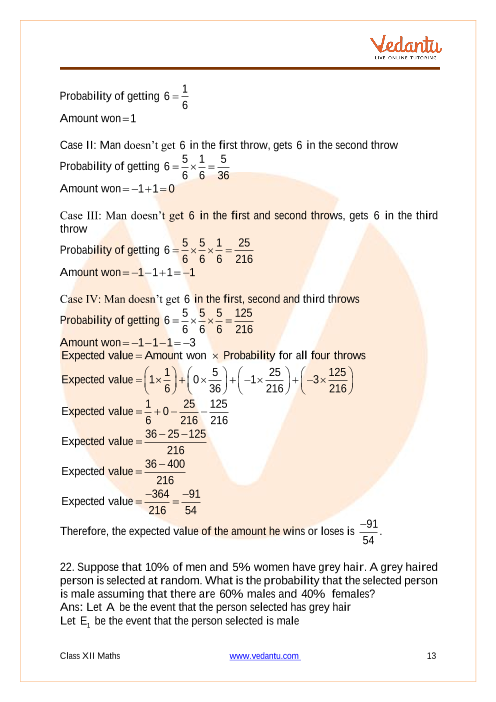 CBSE Class 12 Mathematics - Chapter 13 - Probability | Important Questions