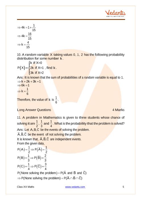 Important questions and answers of CBSE class 12 Maths