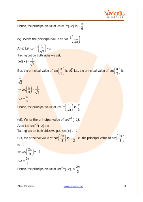 Important Questions For Cbse Class 12 Maths Chapter 2 Inverse Trigonometric Functions