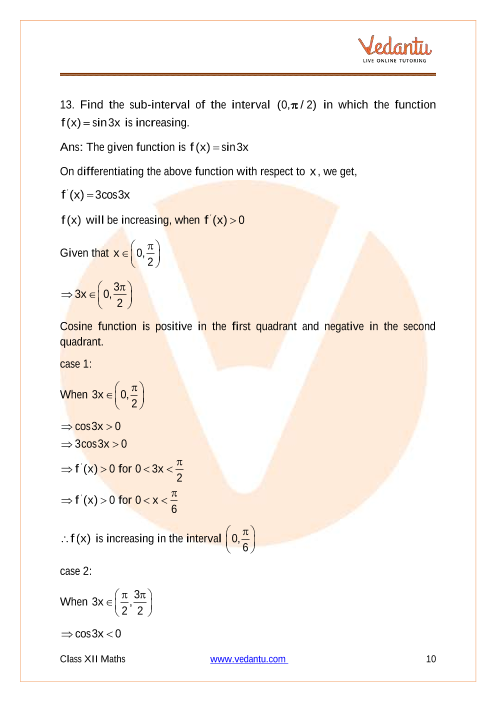 case study questions class 12 maths application of derivatives pdf