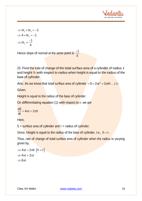 case study questions class 12 maths application of derivatives